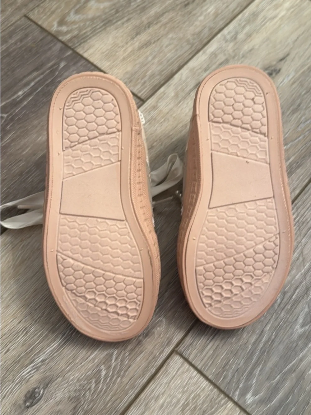 cupcakes & cashmere Cream and Blush Pearl Ribbon Kids Sneakers